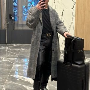 ASOS DESIGN oversized overcoat in gray check (brand new)